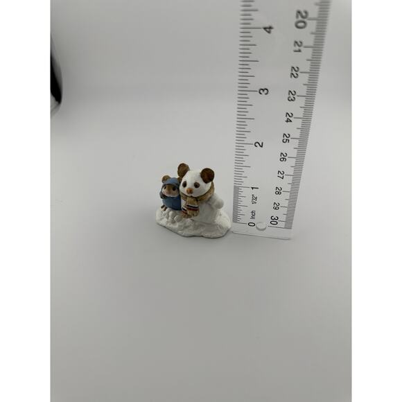 Wee Forest Folk "Snowman and Friend" M-084 AP 1982 Blue Snow Suit - Picture 10 of 10